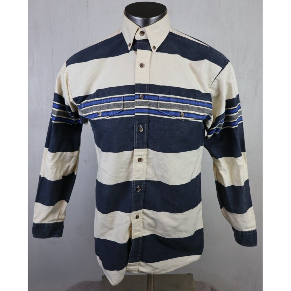 Mens Brooks & Dunn Western Shirt Size 15 1/2 - 34 Beige Blue Panhandle Slim
